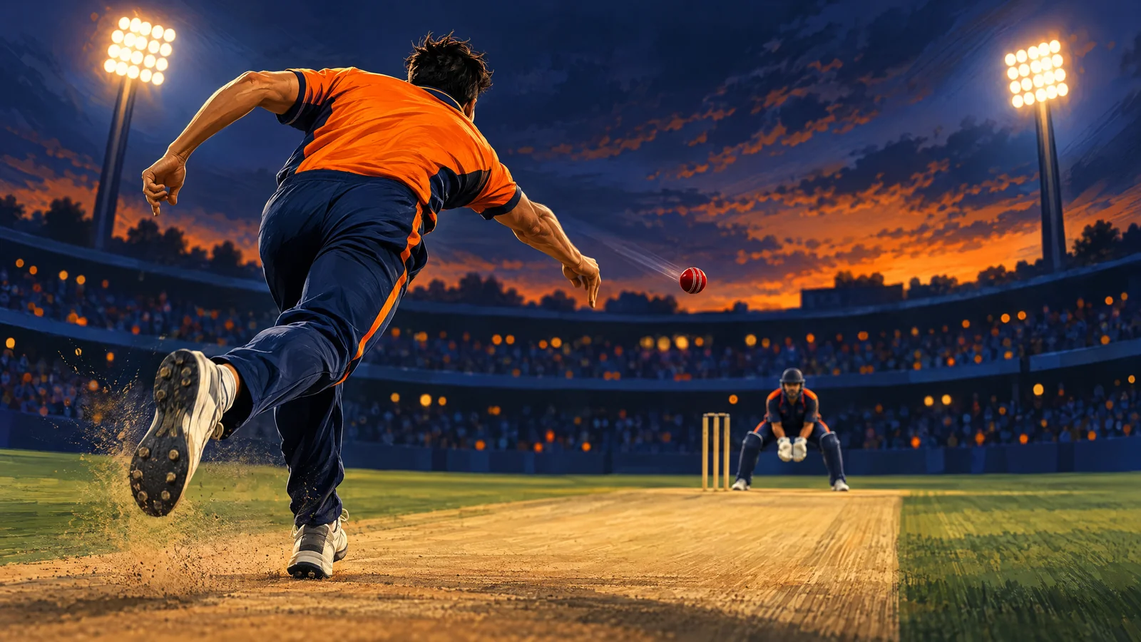 Original cricket bowling artwork for the Mongolia vs Thailand preview
